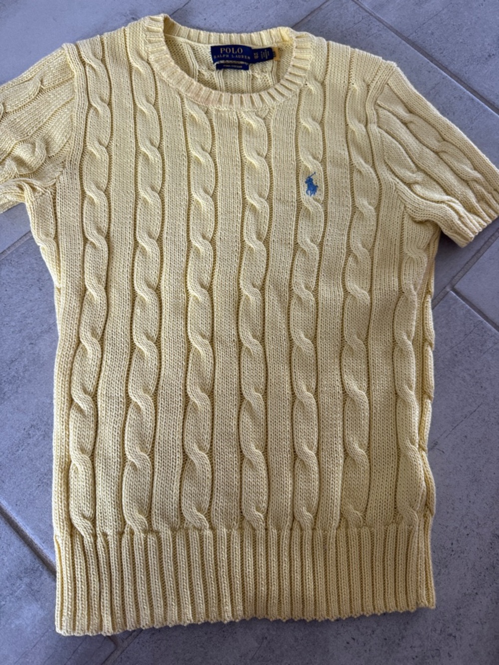 Ralph Lauren Yellow Cable-Knit Pima Cotton Sweater
